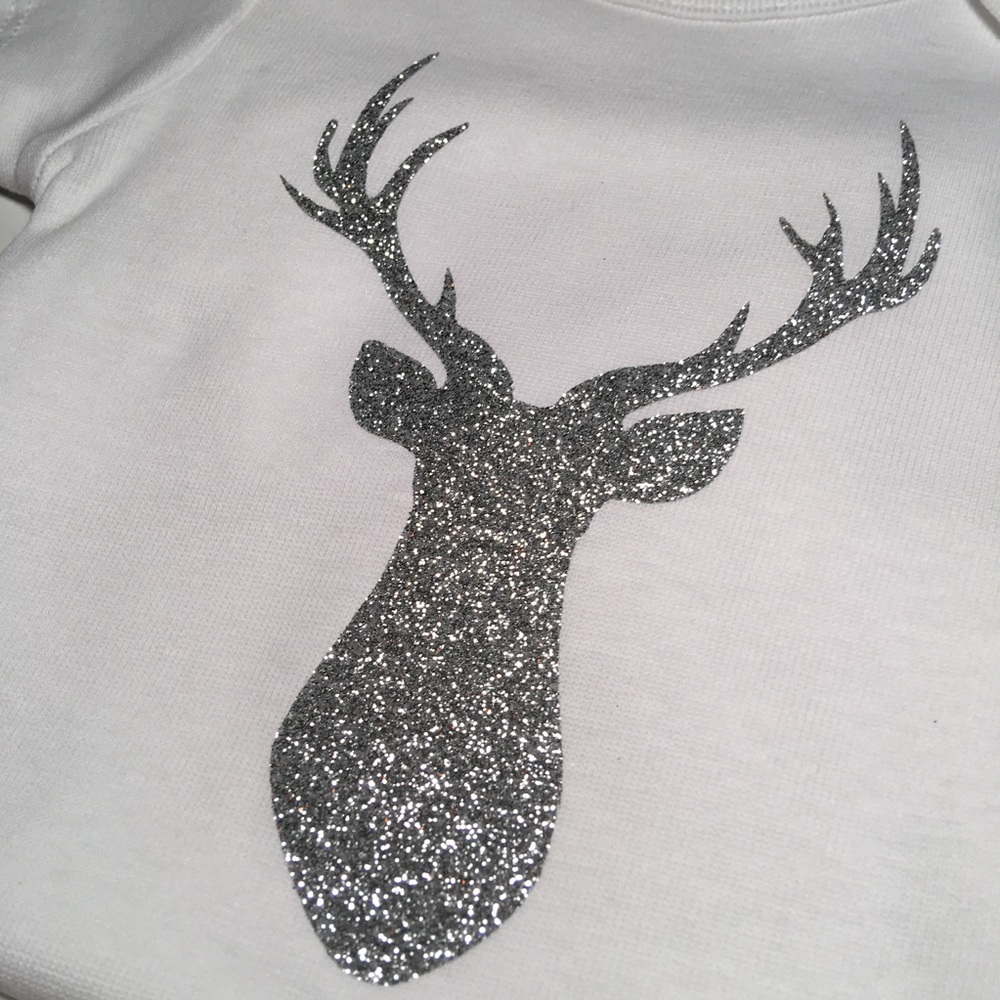 0/3 Month Baby Girls Glitter Deer Hunting Onesie